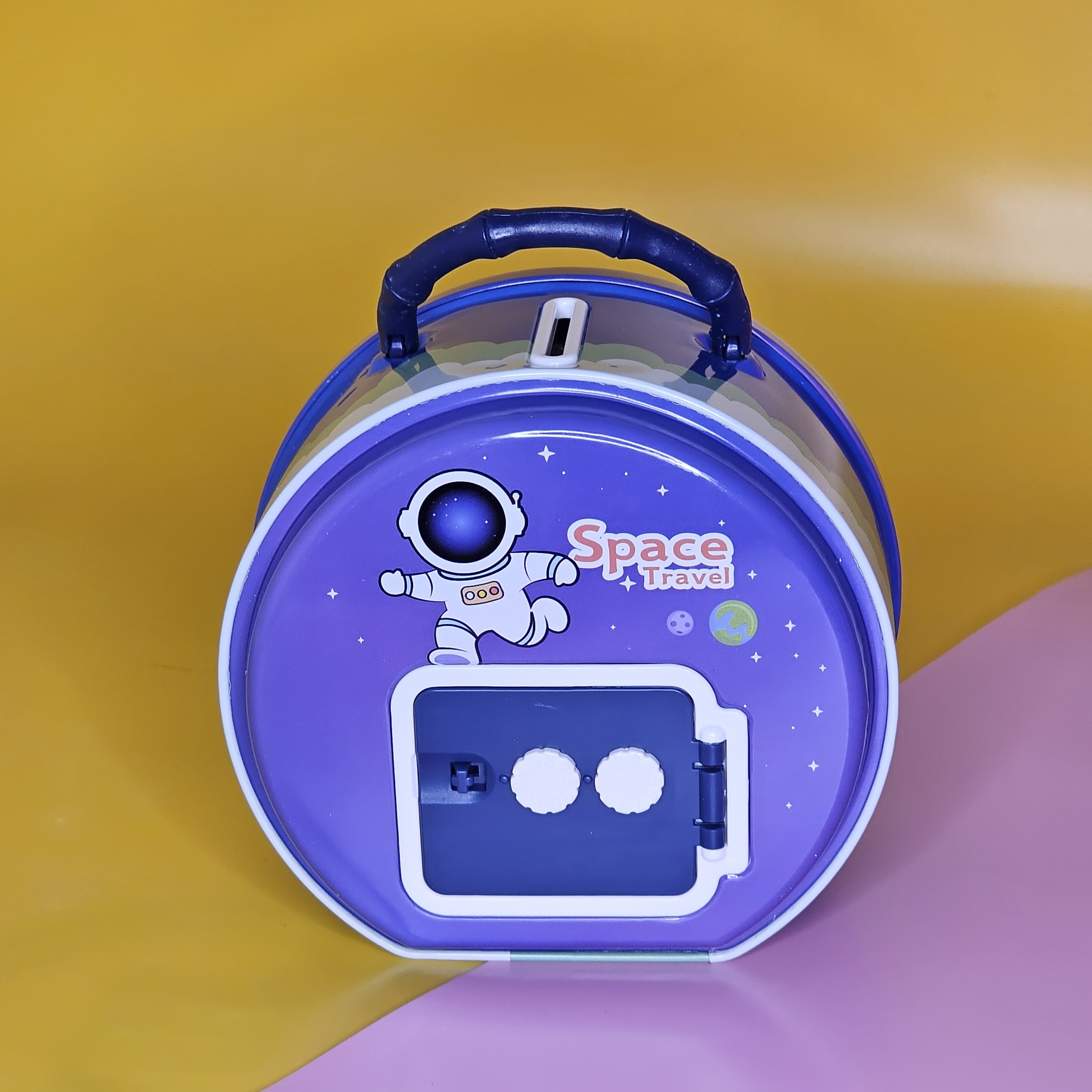 Space-Themed Metal Money Box with Lock & Key – Cute Astronaut & UFO Design Piggy Bank for Kids | Secure & Durable Savings Box with Transparent Coin Window | Ideal Return Gift for Birthdays, Parties & Special Occasions | Fun & Educational Gift for Children to Learn Money-Saving Habits | Available in Multiple Colors | Shop Now at www.usmile.toys